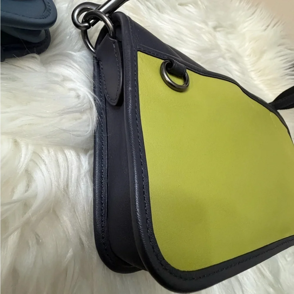 Coach C8140 Heritage Convertible Crossbody Hybrid Colorblock Bag Lime Green